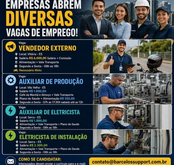 EMPRESAS ABREM VAGAS DE EMPREGO