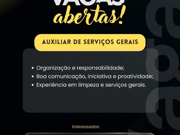 Vaga para Auxiliar de Serviços Gerais