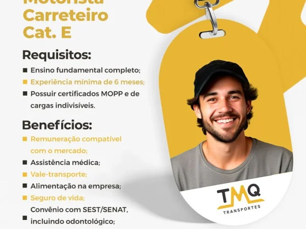 TMQ Transportes contrata Motorista Carreteiro