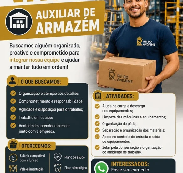 Vaga para Auxiliar de Armazém (Cariacica)