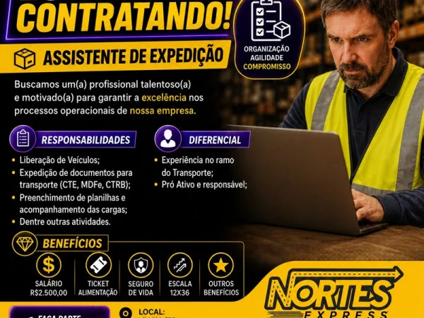  Nortes Express contrata Assistente de Expedição