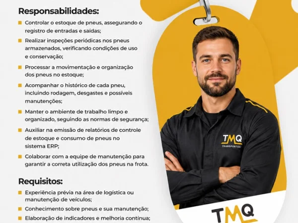 TMQ Transportes contrata Controlador de Pneus