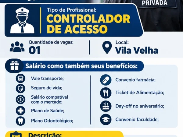 VAGA PARA CONTROLADOR DE ACESSO