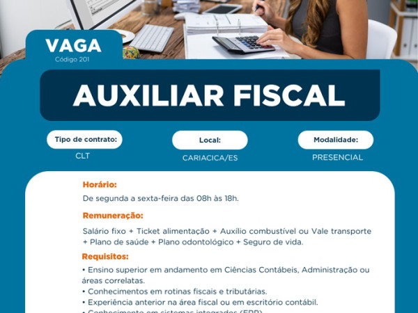 Vaga para Auxiliar Fiscal