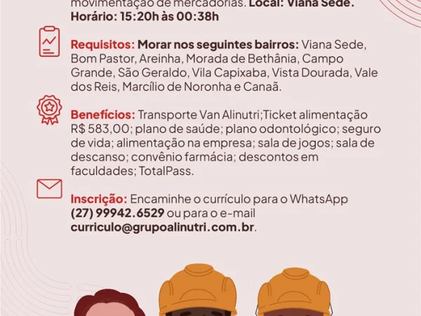 Grupo Alinutri contrata Auxiliar de Armazém