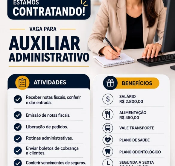 VAGA PARA AUXILIAR ADMINISTRATIVO