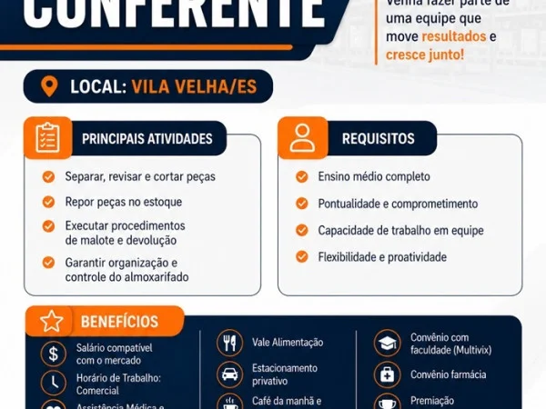 VAGA PARA CONFERENTE