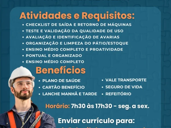 Vaga para Ajudante de Pátio / Expedição