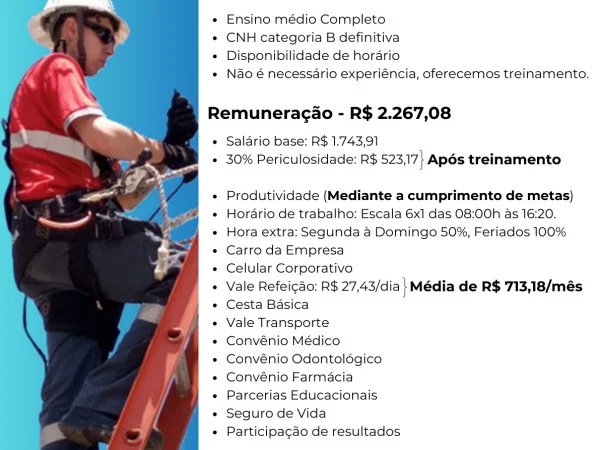 Vaga para Instalador Trainee | Vila Velha - ES