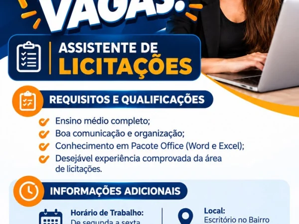 Grupo Ventura contrata Assistente de Licitações