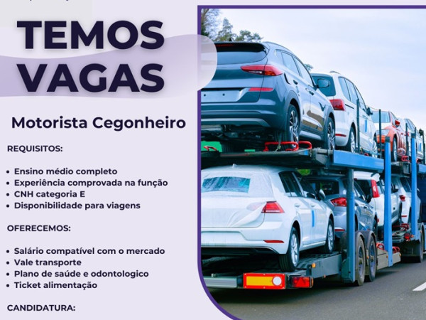 Operlog contrata Motorista Cegonheiro