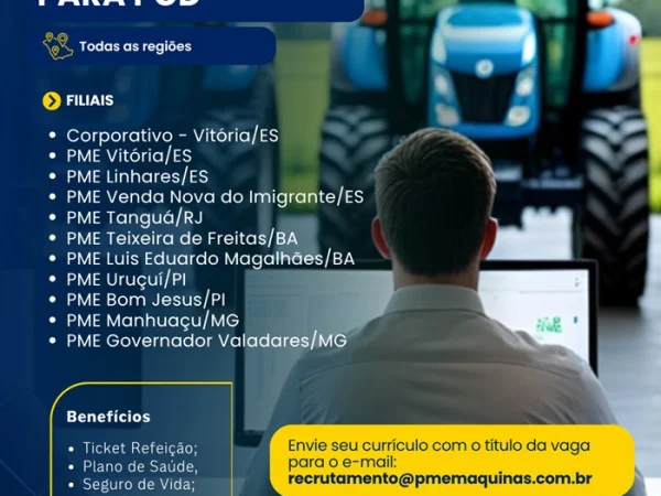 PME Máquinas abre vagas para Pessoas com Deficiência