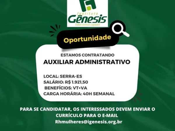 Vaga para Auxiliar Administrativo | Serra