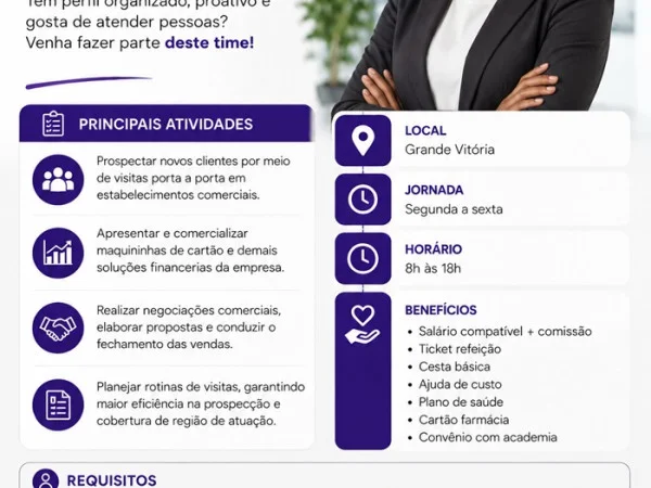 Vaga para Consultor de Vendas