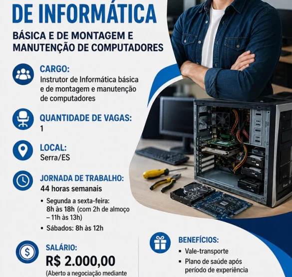 Escola Interativa contrata Instrutor de Informática