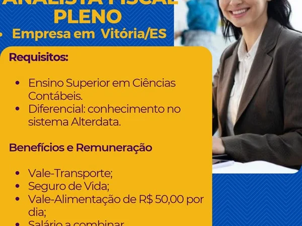 Vaga para Analista Fiscal Pleno