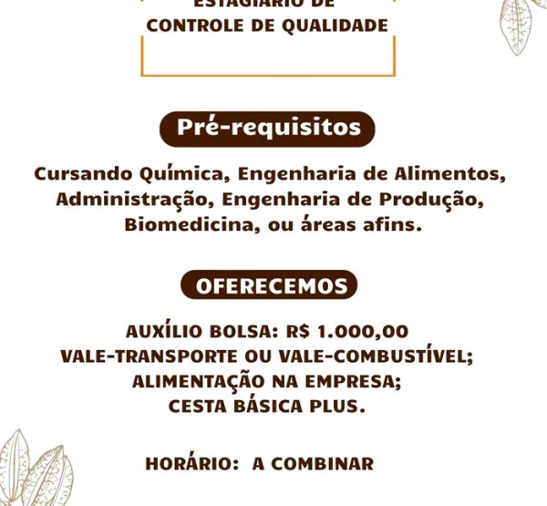 Socau contrata Estagiário de Controle de Qualidade