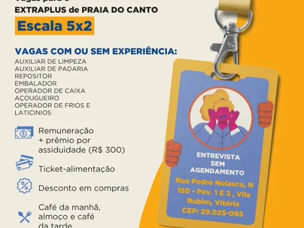 EXTRAPLUS PRAIA DO CANTO ABRE VAGAS DE EMPREGO