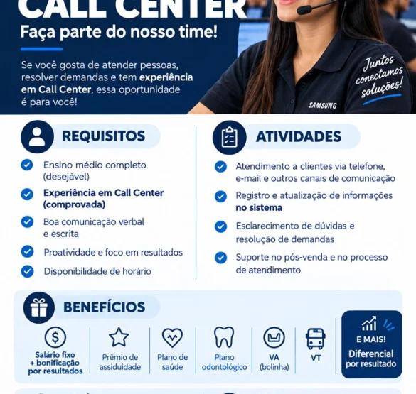 Samsung Smart Center contrata Call Center