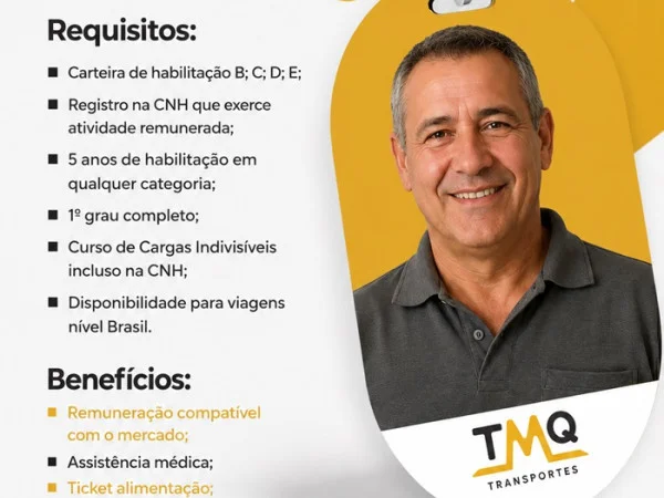 TMQ Transportes contrata Motorista Escolta
