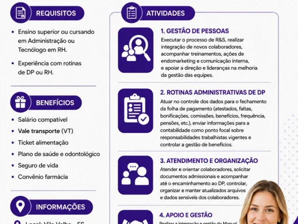 VAGA DE ASSISTENTE DE DP/RH