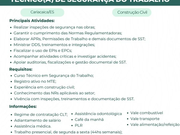 Técnico de Segurança do Trabalho (Construção Civil)