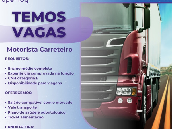 Operlog contrata Motorista Carreteiro