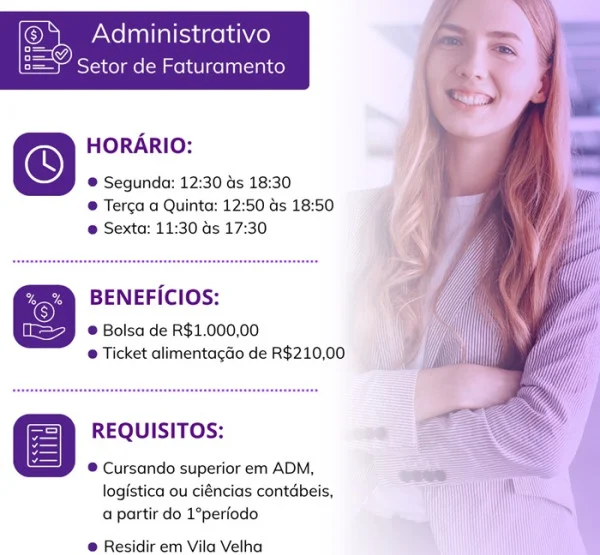 VAGA DE ESTÁGIO ADMINISTRATIVO | Setor de Faturamento