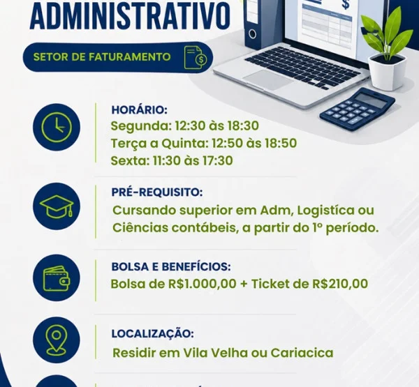 VAGA DE ESTÁGIO ADMINISTRATIVO
