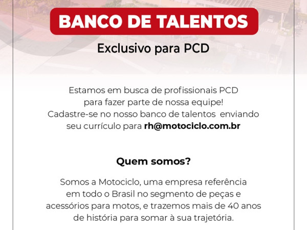 Grupo Motociclo abre Banco de Talentos para PCD
