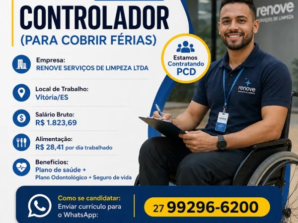 VAGA PCD - CONTROLADOR (PARA COBRIR FÉRIAS)