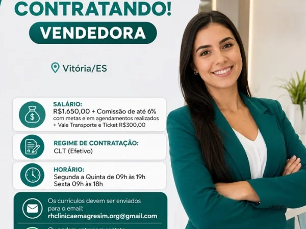 Vaga de Vendedora - EmagreSIM - Vitória/ES