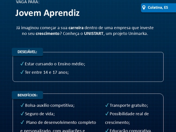 Unimarka contrata Jovem Aprendiz