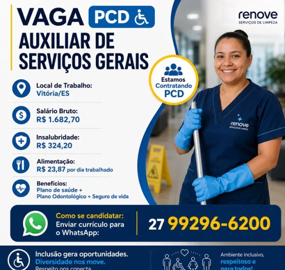 VAGA PCD - AUXILIAR DE SERVIÇOS GERAIS