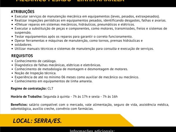 Grupo A. MADEIRA contrata Mecânico Pesado
