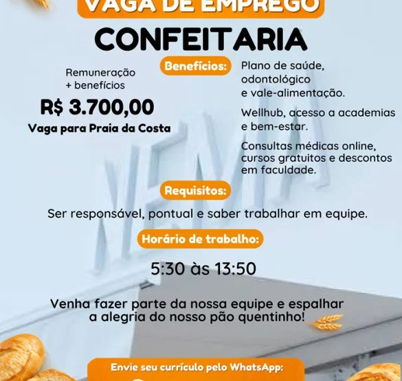 VAGA DE EMPREGO - CONFEITARIA