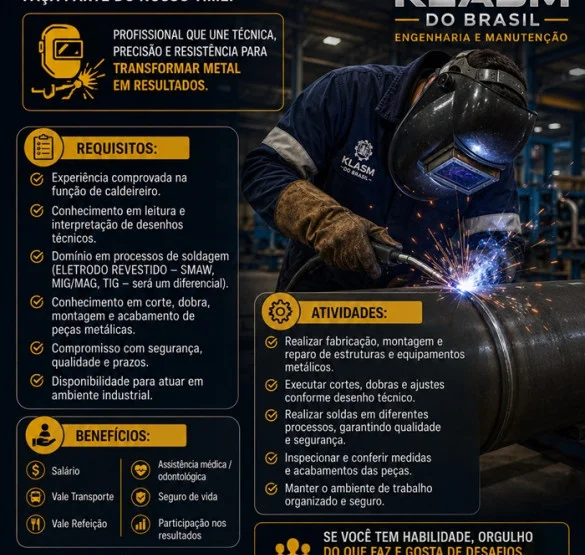 VAGA PARA CALDEIREIRO