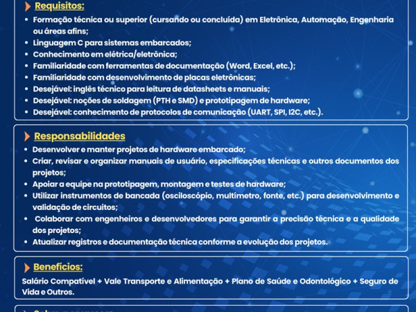 Zaruc controla Desenvolvedor de Sistemas Embarcados