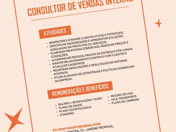 CONSULTOR DE VENDAS INTERNO