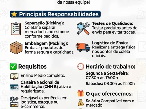 Vaga para Auxiliar de Logística (Foco em E-commerce)