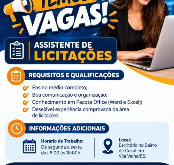 Grupo Ventura contrata Assistente de Licitações
