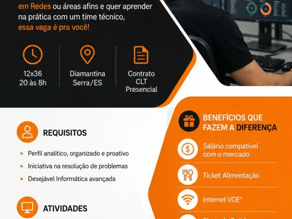 VAGA PARA AUXILIAR DE TI (NOC)