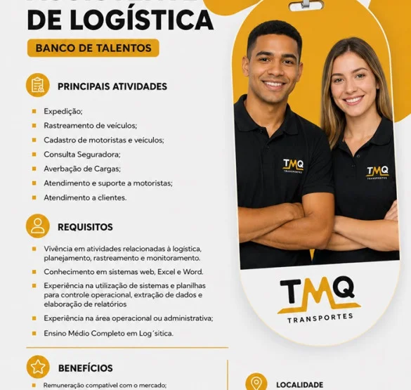 Banco de Talentos TMQ Transportes | Assistente de Logística