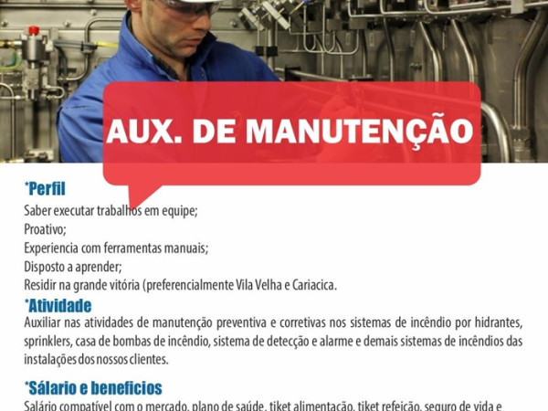 Sprinfire contrata Auxiliar de Manutenção