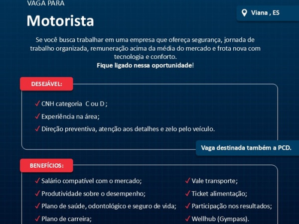 Arka Distribuidora contrata Motorista