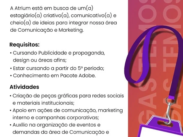 Vaga para Estagiário(a) de Comunicação