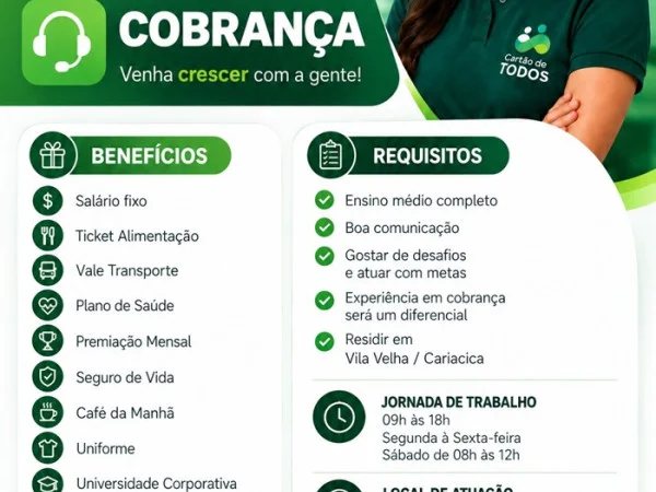 VAGA PARA COBRANÇA