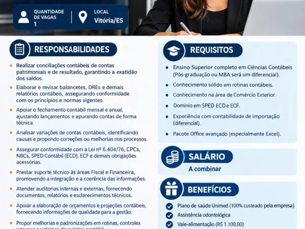 Vaga para Assistente Contábil