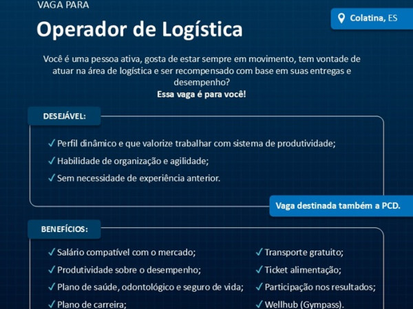 Unimarka contrata Operador de Logística