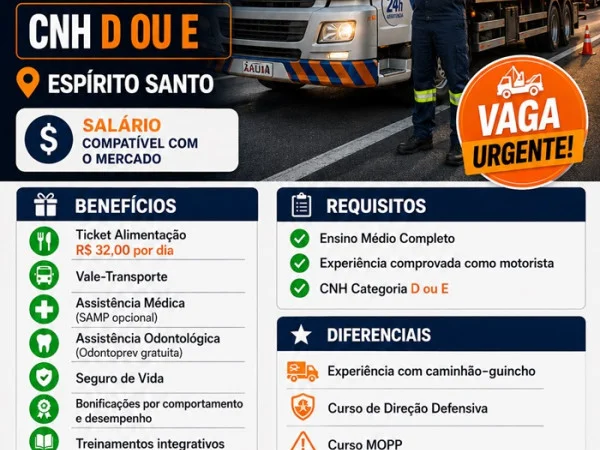 MOTORISTA DE GUINCHO – CATEGORIA 